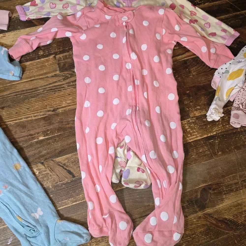 8 Baby Girl Size 6 mo Footed Zip Up One Piece Sleeper Pajama Lot  Bundle Infant